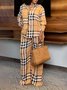 Pantalons Femmes Décontracté Printemps / Automne Plaid Naturel Aucune élasticité Ample Long Droit Poche Couture