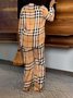 Pantalons Femmes Décontracté Printemps / Automne Plaid Naturel Aucune élasticité Ample Long Droit Poche Couture