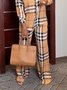 Pantalons Femmes Décontracté Printemps / Automne Plaid Naturel Aucune élasticité Ample Long Droit Poche Couture