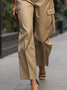 Cargo Pantalons Plain Printemps / Automne Urbain Polyester Aucune élasticité Quotidien Coupe Régulière Droit Régulier pour Femmes
