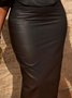 Cuir Jupes Plain Automne Urbain Quotidien Maxi Taille Moyenne Fente Droit Régulier pour Femmes