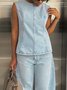 Toile de Jean Tops Décontracté Plain Printemps / Automne Micro-élasticité Quotidien Sans Manches Régulier Droit Régulier pour Femmes