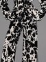 Pantalons Printemps / Automne Urbain Motif vache Naturel Aucune élasticité Faire la navette Pantalons à Jambe Large Long Poche Couture pour Femmes