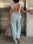 Toile de Jean Tops Décontracté Plain Printemps / Automne Micro-élasticité Quotidien Sans Manches Régulier Droit Régulier pour Femmes