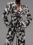 Blazers Femmes Printemps / Automne Urbain Motif vache Aucune élasticité Manches Longues Col Châle Ligne X Régulier Poche Couture