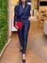 Chemises Femmes Plain Printemps / Automne Urbain Polyester Aucune élasticité à Lacets Coupe Régulière Manches Longues Régulier