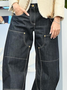 Jeans Femmes Plain Printemps / Automne Urbain Naturel Aucune élasticité Quotidien Ample Long Poche Couture