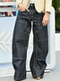 Jeans Femmes Plain Printemps / Automne Urbain Naturel Aucune élasticité Quotidien Ample Long Poche Couture