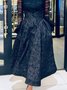 Jupes Plain Été Élégant Polyester Taille Haute Aucune élasticité Mi-longue Régulier Poche Couture pour Femmes
