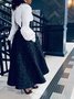 Jupes Plain Été Élégant Polyester Taille Haute Aucune élasticité Mi-longue Régulier Poche Couture pour Femmes