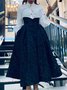 Jupes Plain Été Élégant Polyester Taille Haute Aucune élasticité Mi-longue Régulier Poche Couture pour Femmes