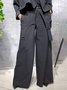 Pantalons Plain Printemps / Automne Urbain Polyester Quotidien Ample Pantalons à Jambe Large Long Régulier pour Femmes