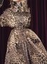 Manteaux de Tranchée Femmes Printemps / Automne Motif Léopard Élégant Polyester Naturel Aucune élasticité Fête Ample Mi-long