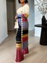 Cardigans Rayé Printemps / Automne Urbain Micro-élasticité Quotidien Ample Mi-long Droit Régulier pour Femmes