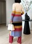Cardigans Rayé Printemps / Automne Urbain Micro-élasticité Quotidien Ample Mi-long Droit Régulier pour Femmes