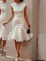 Robes De Fête Plain Printemps / Automne Élégant Aucune élasticité Coupe Régulière Péplum à Manches de Raglan Régulier Non pour Femmes