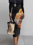 Robes Femmes Floral Printemps / Automne Élégant Polyester Serré Mi-longue Manches Longues Régulier Non