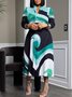 Robes Chemise Femmes Abstrait Printemps / Automne Urbain Polyester Faire la navette Manches Longues Régulier Poche Couture Non Ceinture