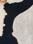 T-shirts Femmes Décontracté Bloc de Couleur Printemps / Automne Quotidien Manches Longues Ligne T Régulier Élasticité moyenne Faux Col