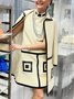 Cuir Robes Femmes Bloc de Couleur Automne Urbain PU Col Montant Naturel Aucune élasticité Droit Régulier