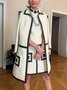 Cuir Manteaux Femmes Bloc de Couleur Automne Urbain PU Aucune élasticité Faire la navette Manches Longues Droit Régulier