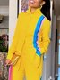 Chemises Bloc de Couleur Printemps / Automne Urbain Imprimé Micro-élasticité Droit Régulier Manches régulières Col de Chemise pour Femmes