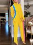 Mode Pantalons Femmes Bloc de Couleur Printemps / Automne Urbain Polyester Micro-élasticité Coupe Régulière avec Sangle Réglable Pantalon droit Droit