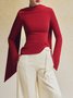 T-shirts Femmes Plain Printemps / Automne Élégant Polyester Serré Manches Longues Ligne T Manches régulières ensemble