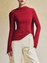 T-shirts Femmes Plain Printemps / Automne Élégant Polyester Serré Manches Longues Ligne T Manches régulières ensemble