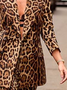 Blazers Femmes Printemps / Automne Motif Léopard Urbain Naturel Aucune élasticité Coupe Régulière Faire la navette Régulier Poche Couture