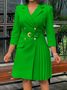 Robes Femmes Plain Printemps / Automne Urbain Asymétrique Aucune élasticité Faire la navette Mini à Col Revers Ligne X