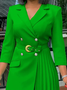 Robes Femmes Plain Printemps / Automne Urbain Asymétrique Aucune élasticité Faire la navette Mini à Col Revers Ligne X