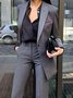 Blazers Plain Printemps / Automne Urbain Polyester Aucune élasticité Manches Longues à Col Revers Régulier Poche Couture pour Femmes