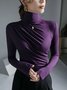 T-shirts Plain Printemps / Automne Urbain Polyester Léger Micro-élasticité Quotidien Serré Ligne T pour Femmes