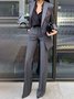 Blazers Plain Printemps / Automne Urbain Polyester Aucune élasticité Manches Longues à Col Revers Régulier Poche Couture pour Femmes