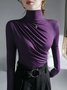 T-shirts Plain Printemps / Automne Urbain Polyester Léger Micro-élasticité Quotidien Serré Ligne T pour Femmes