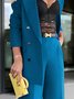 Blazers Plain Printemps / Automne Urbain Naturel Aucune élasticité à Col Revers Droit Régulier Manches régulières pour Femmes