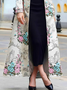 Manteaux Floral Hiver Urbain Polyester Coupe Régulière Col Châle Long Régulier Manches régulières pour Femmes