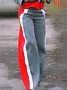Pantalons Décontracté Bloc de Couleur Printemps / Automne Ample Taille Élastique Pantalons à Jambe Large Long Droit Régulier pour Femmes