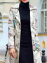 Manteaux Floral Hiver Urbain Polyester Coupe Régulière Col Châle Long Régulier Manches régulières pour Femmes