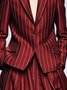 Blazers Rayé Printemps / Automne Urbain Naturel Coupe Régulière Faire la navette à Col Revers Régulier Ligne X pour Femmes