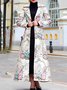 Manteaux Floral Hiver Urbain Polyester Coupe Régulière Col Châle Long Régulier Manches régulières pour Femmes