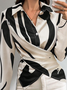 Chemises Femmes Printemps / Automne Urbain Aléatoire Imprimé Polyester Léger Croisé Ligne X Manches régulières Col de Chemise