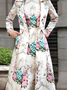 Manteaux Floral Hiver Urbain Polyester Coupe Régulière Col Châle Long Régulier Manches régulières pour Femmes