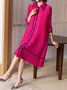 Robes Chemise Femmes Bloc de Couleur Printemps / Automne Élégant Polyester Naturel Aucune élasticité Ample Régulier Col de Chemise