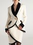 Blazers Bloc de Couleur Printemps / Automne Élégant Polyester Naturel Coupe Régulière Ligne X Régulier Manches régulières pour Femmes