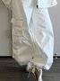 Cuir Pantalons Femmes Plain Automne Urbain Aucune élasticité Quotidien Taille Moyenne Cargo Pantalons Long Régulier