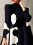 Robes Pois Polka Décontracté Printemps / Automne Quotidien Ample Manches Longues Trapèze Poche Couture Non pour Femmes