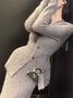 Cardigans Femmes Plain Printemps / Automne Élégant Col V Faire la navette Manches Longues Boucle Régulier Élasticité moyenne