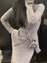 Cardigans Femmes Plain Printemps / Automne Élégant Col V Faire la navette Manches Longues Boucle Régulier Élasticité moyenne